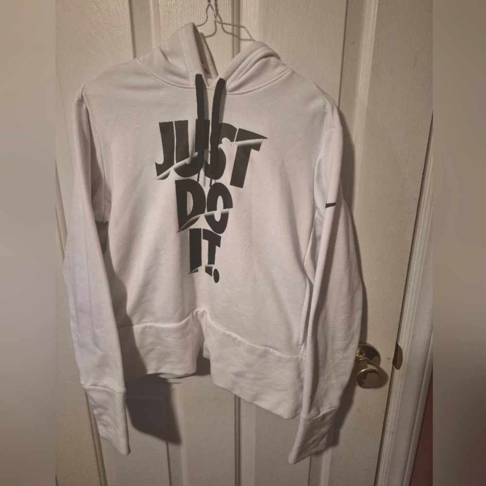 Nike White Hoodie with Black Print
